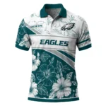 Philadelphia Eagles Polo Shirt Customized Floral Angles Green White Best Selling