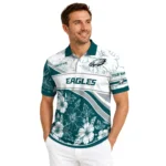 Philadelphia Eagles Polo Shirt Customized Floral Angles Green White Best Selling