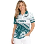 Philadelphia Eagles Polo Shirt Customized Floral Angles Green White Best Selling