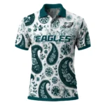 Philadelphia Eagles Polo Shirt Personalized Paisley Florals Green White Best Selling