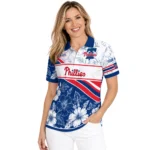 Philadelphia Phillies Polo Shirt Customized Floral Angles Blue White Best Selling