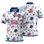 Philadelphia Phillies Polo Shirt Customized Floral Pinstripe Blue White Best Selling