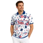 Philadelphia Phillies Polo Shirt Customized Floral Pinstripe Blue White Best Selling