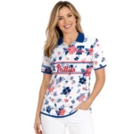 Philadelphia Phillies Polo Shirt Customized Floral Pinstripe Blue White Best Selling