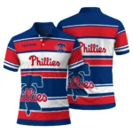 Philadelphia Phillies Polo Shirt Customized Horizontal Blocks Blue Best Selling
