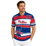 Philadelphia Phillies Polo Shirt Customized Horizontal Blocks Blue Best Selling