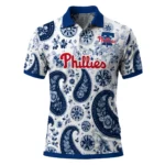 Philadelphia Phillies Polo Shirt Customized Paisley Florals Blue White Best Selling