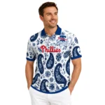 Philadelphia Phillies Polo Shirt Customized Paisley Florals Blue White Best Selling