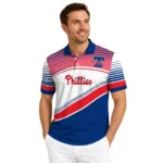 Philadelphia Phillies Polo Shirt Customized Slanted Stripes Blue White Best Selling