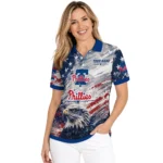 Philadelphia Phillies Polo Shirt Customized Star Brushstrokes Blue Best Selling
