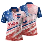 Philadelphia Phillies Polo Shirt Customized Star Stripes Red Blue Best Selling