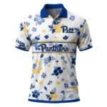 Pittsburgh Panthers Polo Shirt Customized Floral Pinstripe Royal Blue White Best Selling