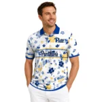 Pittsburgh Panthers Polo Shirt Customized Floral Pinstripe Royal Blue White Best Selling