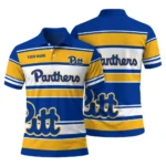 Pittsburgh Panthers Polo Shirt Customized Horizontal Blocks Royal Blue Best Selling