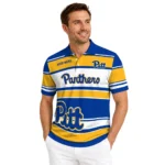 Pittsburgh Panthers Polo Shirt Customized Horizontal Blocks Royal Blue Best Selling
