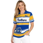 Pittsburgh Panthers Polo Shirt Customized Horizontal Blocks Royal Blue Best Selling
