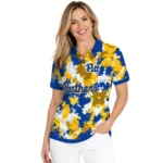 Pittsburgh Panthers Polo Shirt Customized Pixel Camo Royal Blue Best Selling