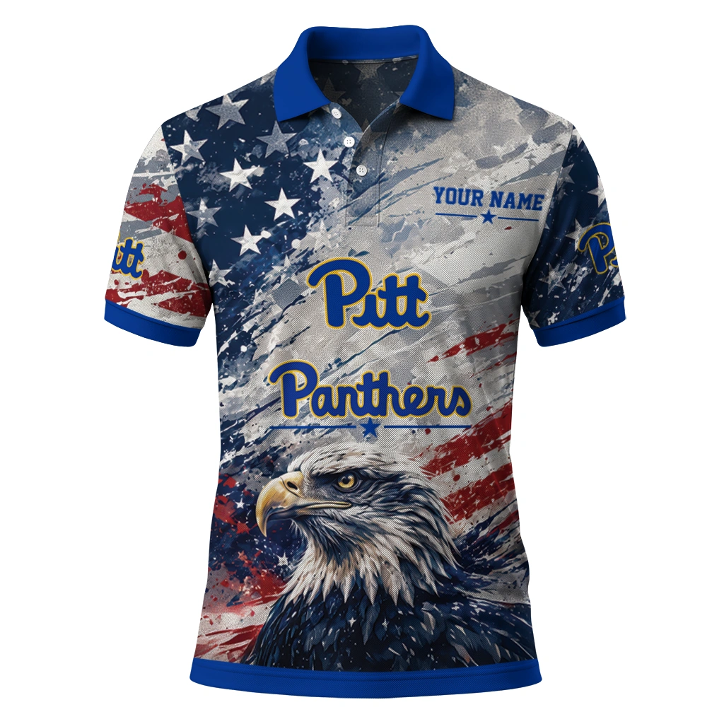 Pittsburgh Panthers Polo Shirt Customized Star Brushstrokes Royal Blue Best Selling Pittsburgh Panthers Polo Shirt Customized Star Brushstrokes Royal Blue Best Selling