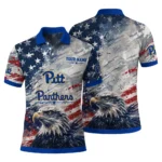 Pittsburgh Panthers Polo Shirt Customized Star Brushstrokes Royal Blue Best Selling