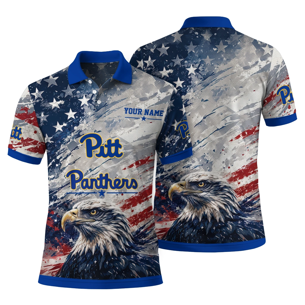 Pittsburgh Panthers Polo Shirt Customized Star Brushstrokes Royal Blue Fashion Forward Pittsburgh Panthers Polo Shirt Customized Star Brushstrokes Royal Blue Fashion Forward