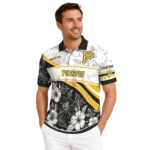 Pittsburgh Pirates Polo Shirt Personalized Floral Angles Black White Best Selling