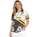 Pittsburgh Pirates Polo Shirt Personalized Floral Angles Black White Best Selling
