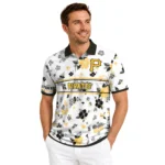 Pittsburgh Pirates Polo Shirt Personalized Floral Pinstripe Black White Best Selling