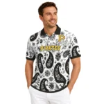 Pittsburgh Pirates Polo Shirt Personalized Paisley Florals Black White Best Selling