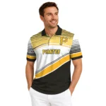 Pittsburgh Pirates Polo Shirt Personalized Slanted Stripes Black White Best Selling