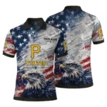 Pittsburgh Pirates Polo Shirt Personalized Star Brushstrokes Black Blue Best Selling