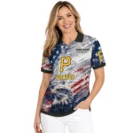 Pittsburgh Pirates Polo Shirt Personalized Star Brushstrokes Black Blue Best Selling