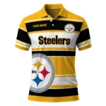 Pittsburgh Steelers Polo Shirt Custom Horizontal Blocks Gold Best Selling