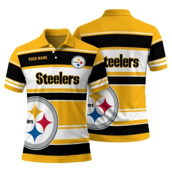 Pittsburgh Steelers Polo Shirt Custom Horizontal Blocks Gold Fashion Forward