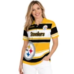 Pittsburgh Steelers Polo Shirt Custom Horizontal Blocks Gold Best Selling
