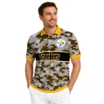 Pittsburgh Steelers Polo Shirt Customized Camo Band Gold Best Selling