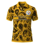 Pittsburgh Steelers Polo Shirt Customized Paisley Band Gold Best Selling