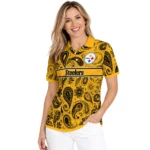 Pittsburgh Steelers Polo Shirt Customized Paisley Band Gold Best Selling