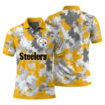Pittsburgh Steelers Polo Shirt Customized Pixel Camo Gold Best Selling