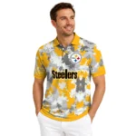 Pittsburgh Steelers Polo Shirt Customized Pixel Camo Gold Best Selling