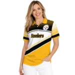 Pittsburgh Steelers Polo Shirt Customized Slanted Stripes Gold White Best Selling