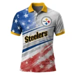 Pittsburgh Steelers Polo Shirt Personalized Star Stripes Red Blue Best Selling