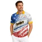 Pittsburgh Steelers Polo Shirt Personalized Star Stripes Red Blue Best Selling