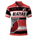 Portland Trail Blazers Polo Shirt - Personalized Horizontal Blocks Red