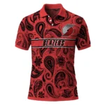 Portland Trail Blazers Polo Shirt - Personalized Paisley Band Red