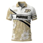 Purdue Boilermakers Polo Shirt Personalized Floral Angles Gold White Best Selling