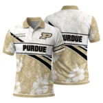 Purdue Boilermakers Polo Shirt Personalized Floral Angles Gold White Best Selling