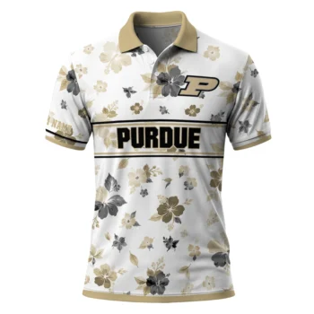 Purdue Boilermakers Polo Shirt Personalized Floral Pinstripe Gold White Best Selling