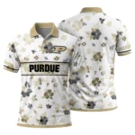 Purdue Boilermakers Polo Shirt Personalized Floral Pinstripe Gold White Best Selling