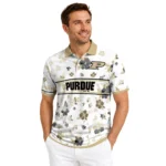 Purdue Boilermakers Polo Shirt Personalized Floral Pinstripe Gold White Best Selling