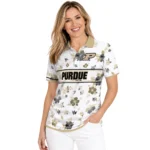 Purdue Boilermakers Polo Shirt Personalized Floral Pinstripe Gold White Best Selling